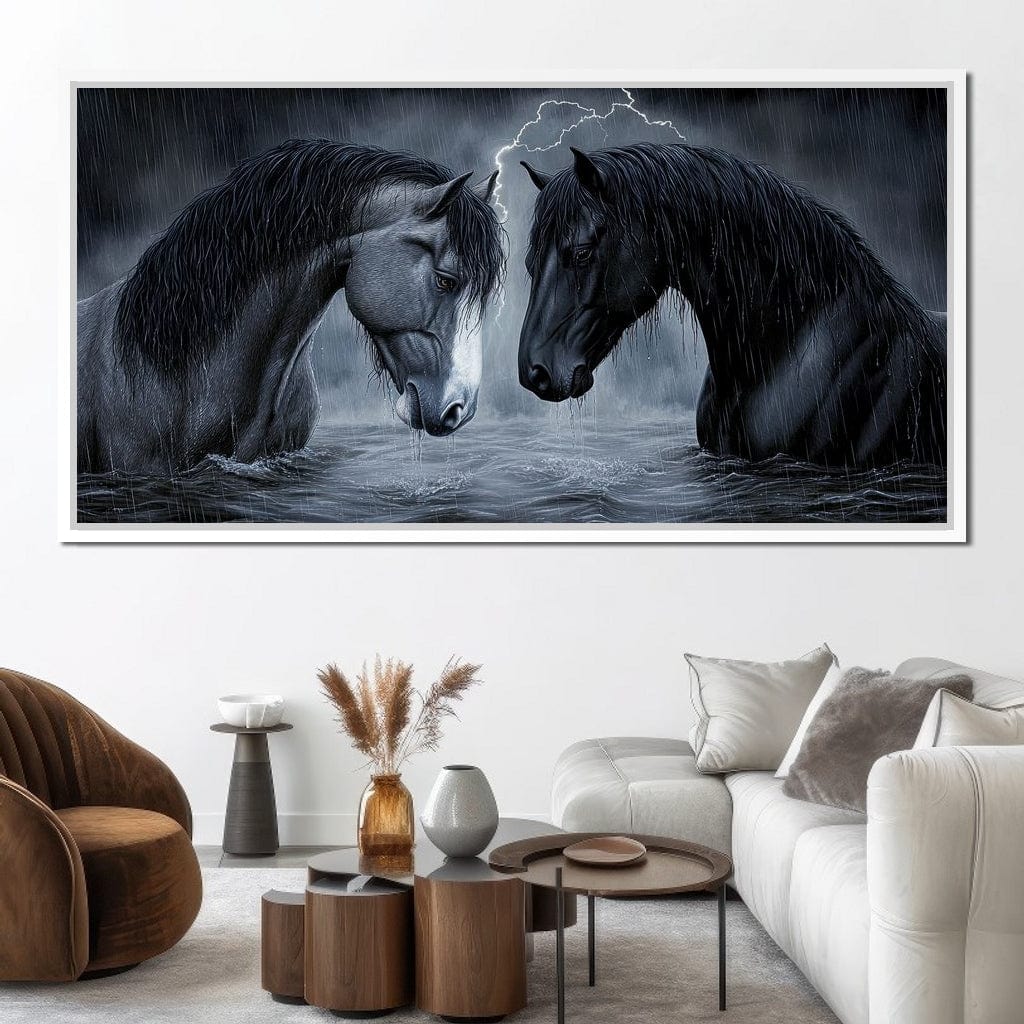 Dark Horses in the Storm Canvas Wall Art
