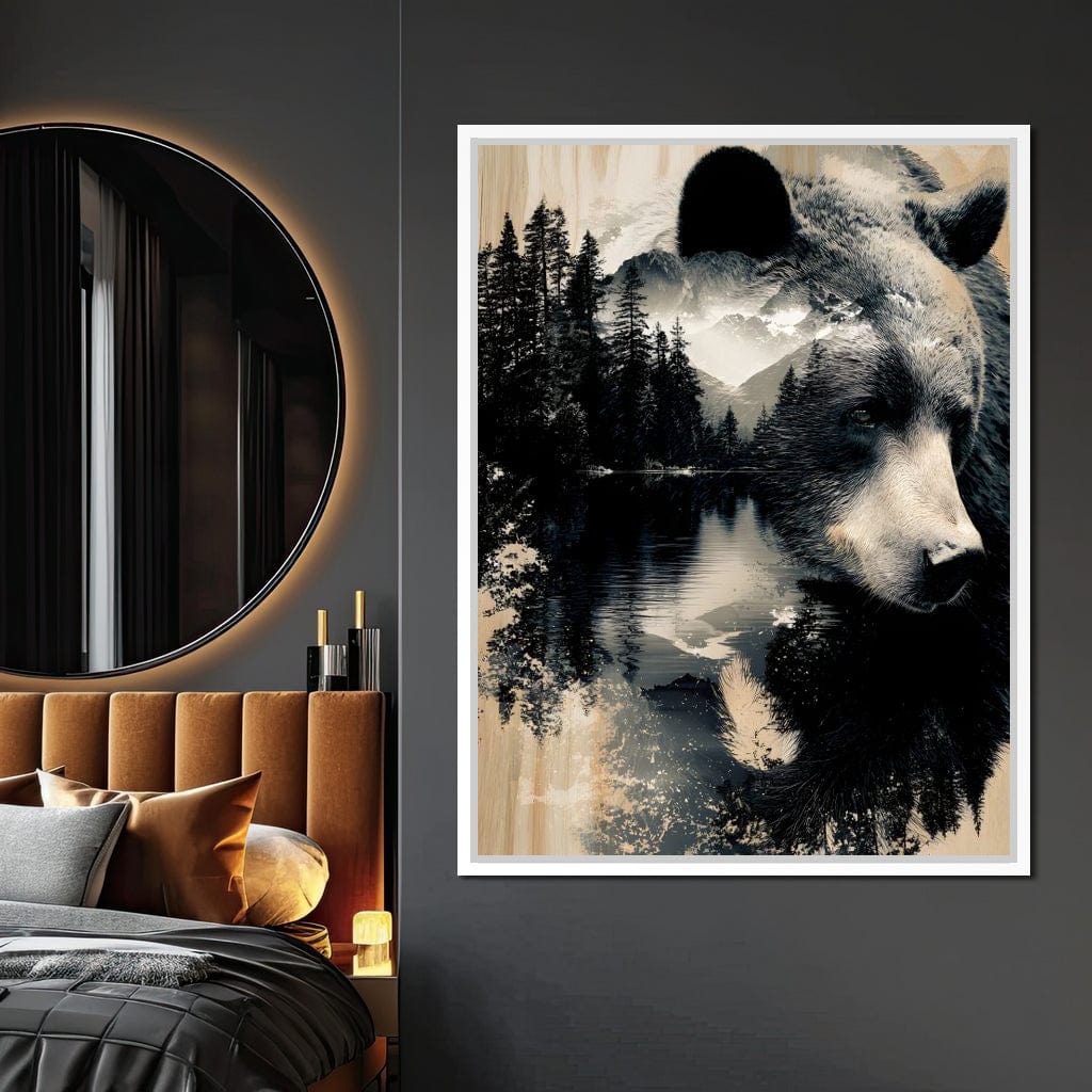 Wild Pines Bear Reflection Canvas Wall Art
