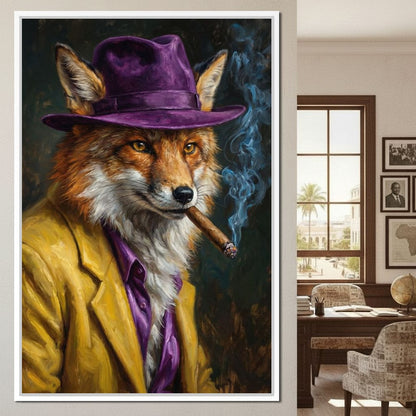 Gentleman Fox Smoking Cigar Canvas Wall Art