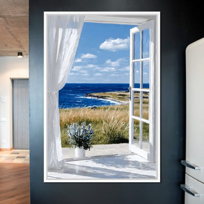 Ocean Breeze Through Open Window Canvas Wall Art