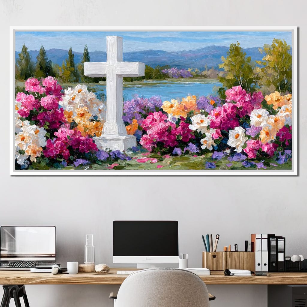 Garden Reverie by the Lake Canvas Wall Art