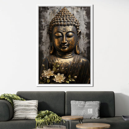 Golden Gaze of the Buddha Canvas Wall Art