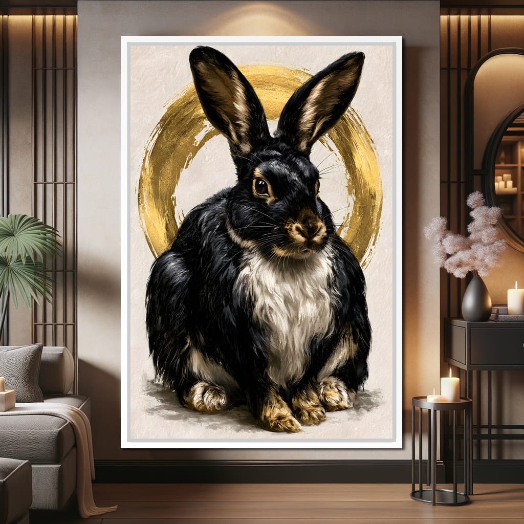 Gilded Hare of the Silent Circle Canvas Wall Art