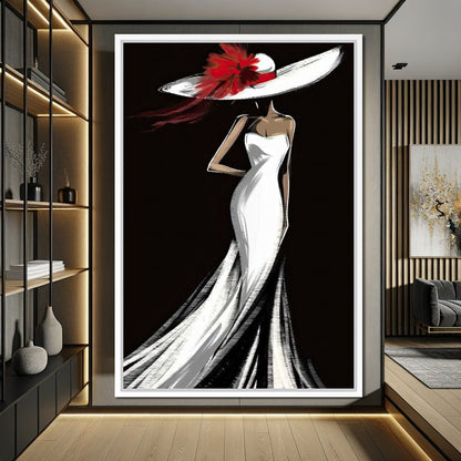 The White Dress - Elegant Nocturne Silhouette Canvas Wall Art