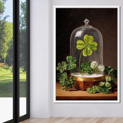 Lucky Clover Glass Dome Canvas Wall Art