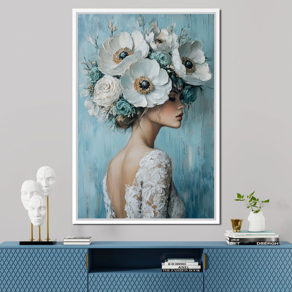 Petal Crowned Bridal Elegance Canvas Wall Art