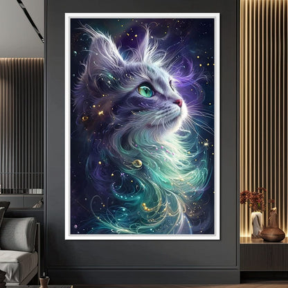 Starlit Feline Nebula Dreams Canvas Wall Art