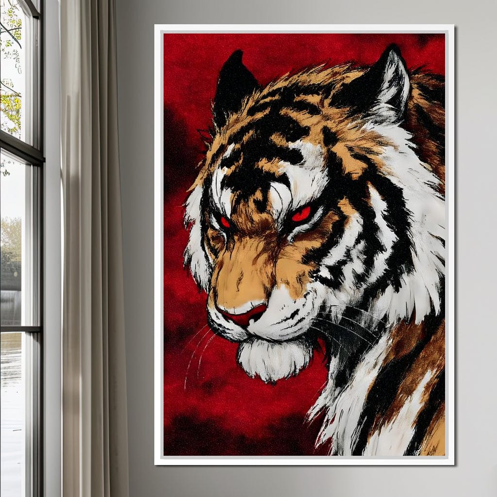 Fierce Tiger Red Eyes Roar Canvas Wall Art