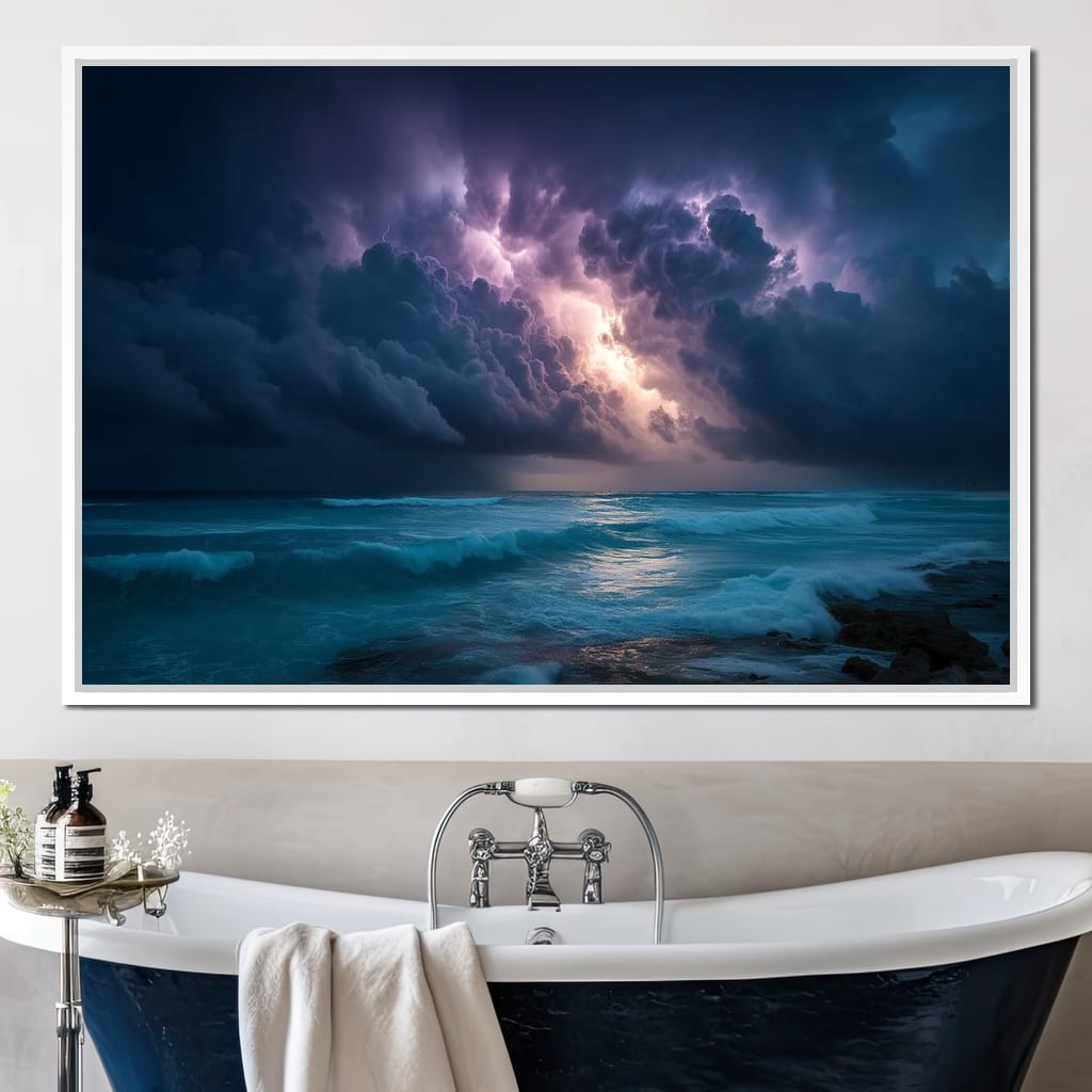 Tempest Sky Over Ocean Waves Canvas Wall Art