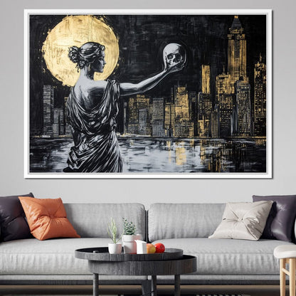 Golden Reflection Over the City Canvas Wall Art