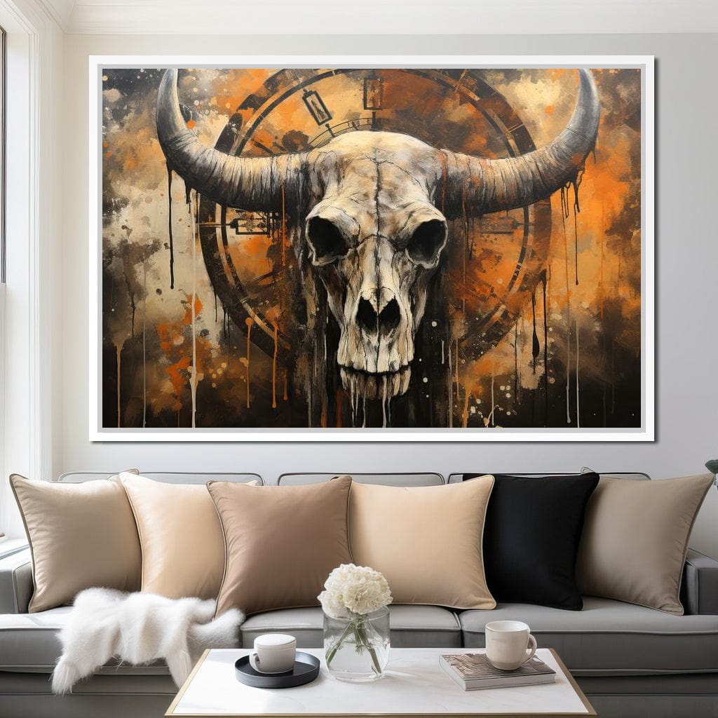 Bull Skull in the Gothic Twilight Canvas Wall Art