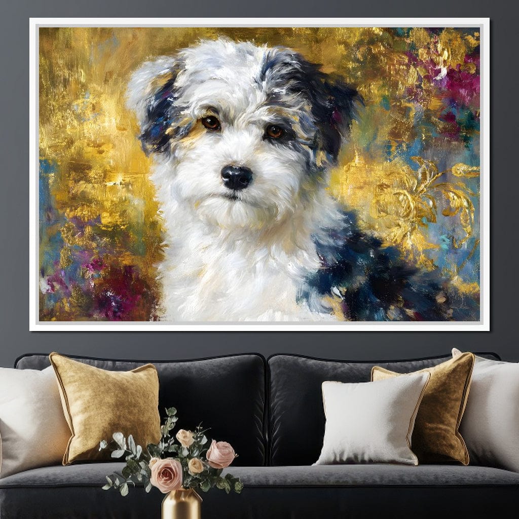 Golden Garden Puppy Canvas Wall Art