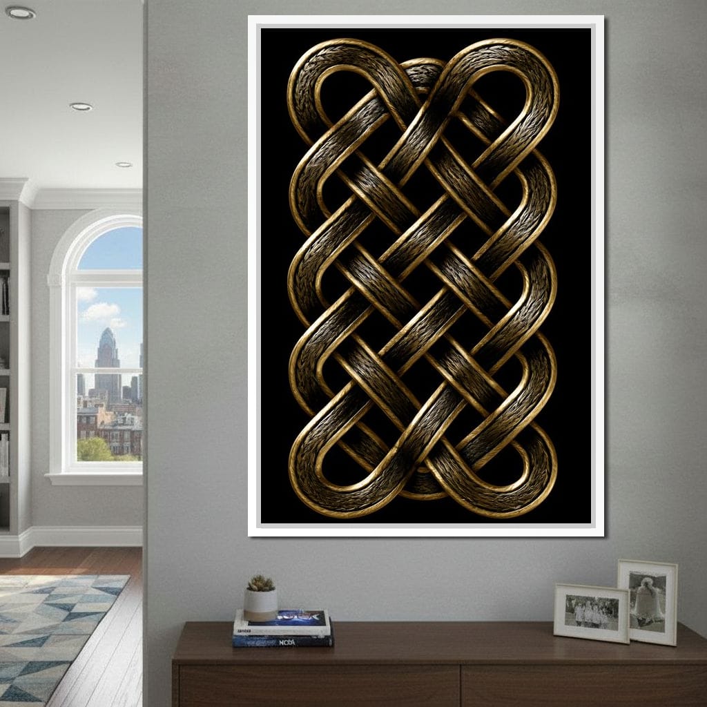 Ancient Norse Gold Metal Interlace Canvas Wall Art