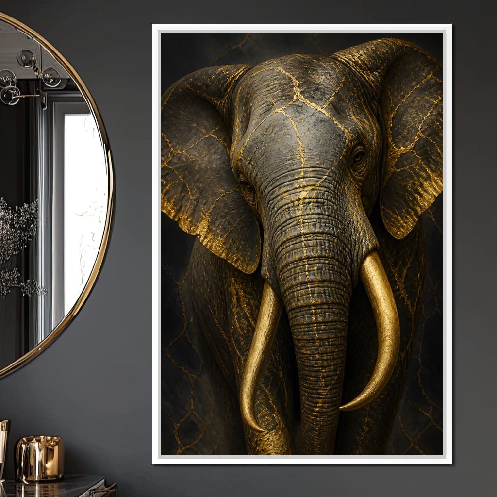 Elephant Gilded Wisdom Canvas Wall Art