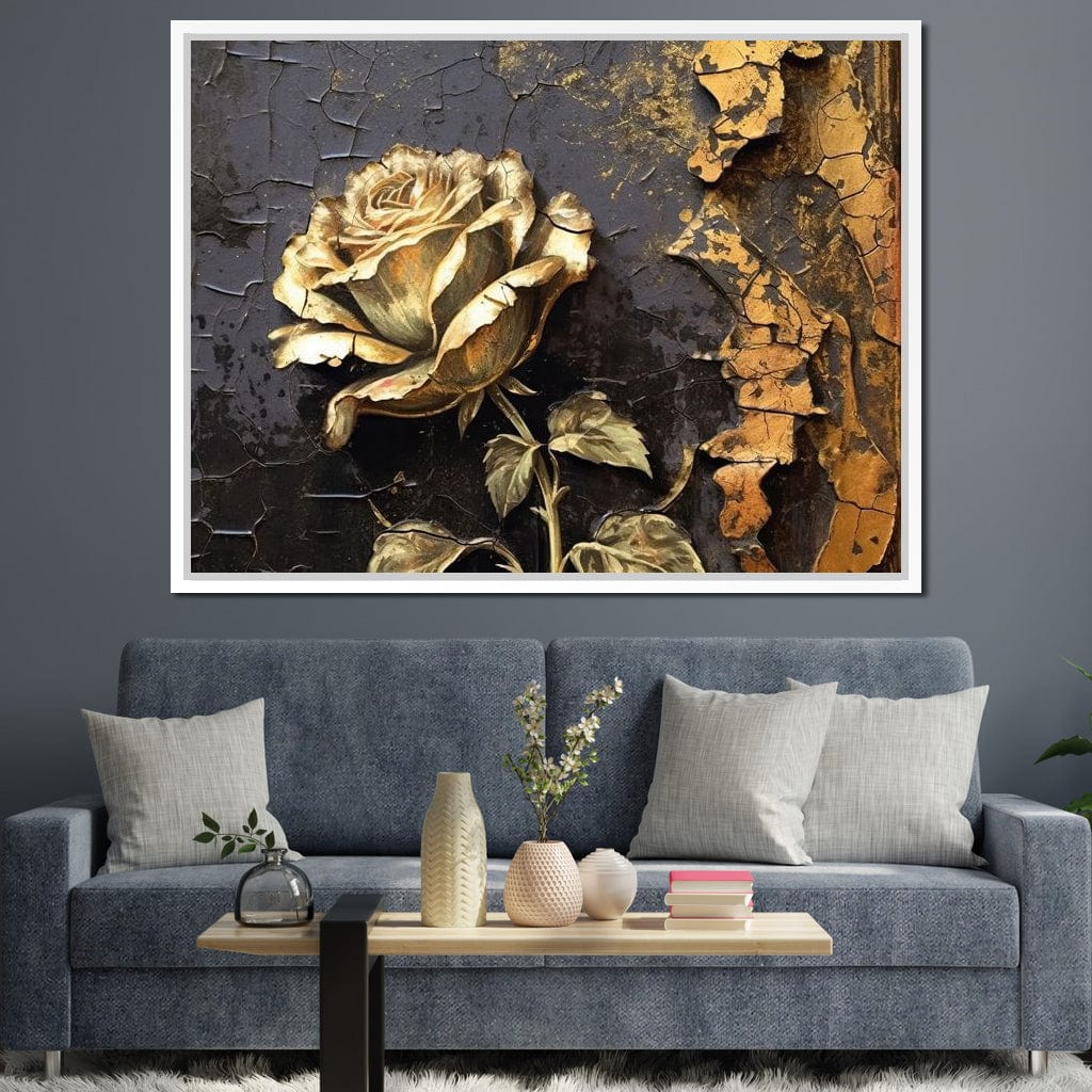 Golden Rose Canvas Wall Art