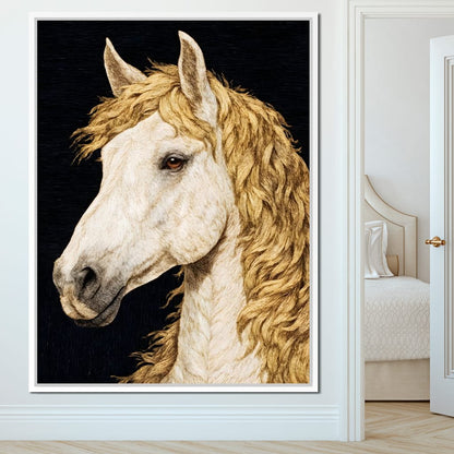 Golden Mane Horse Portrait Canvas Wall Art