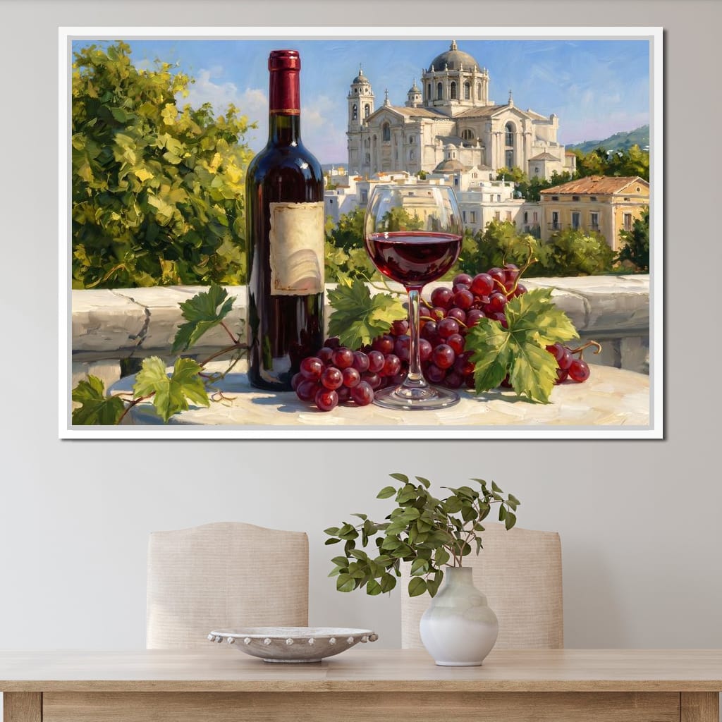 Vintage Wine Harvest Near Cathedral Canvas Wall Art