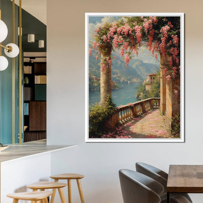Blossomed Lakeside Retreat Canvas Wall Art