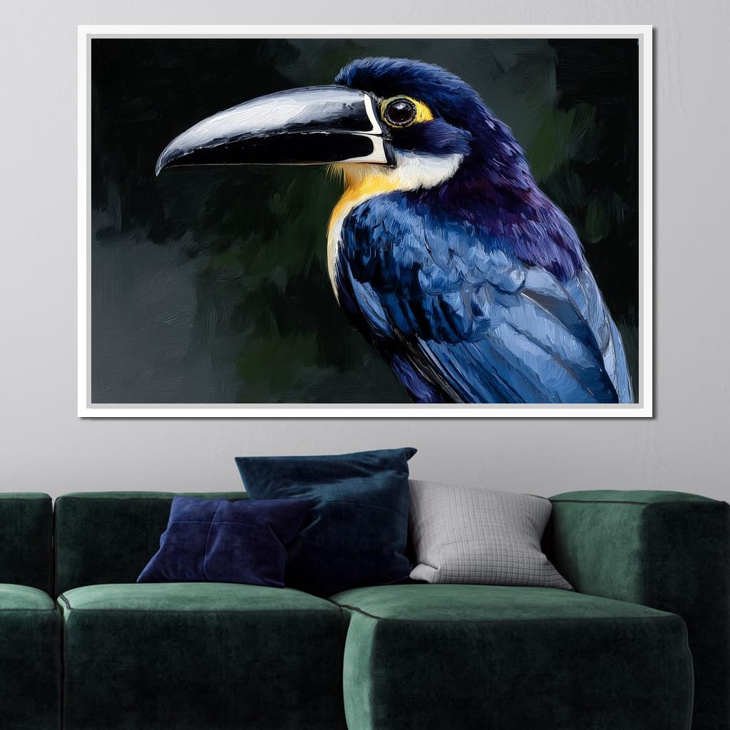 Electric Blue Toucan Portrait Canvas Wall Art