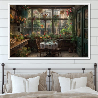 Backyard Floral Kitchen Canvas Wall Art