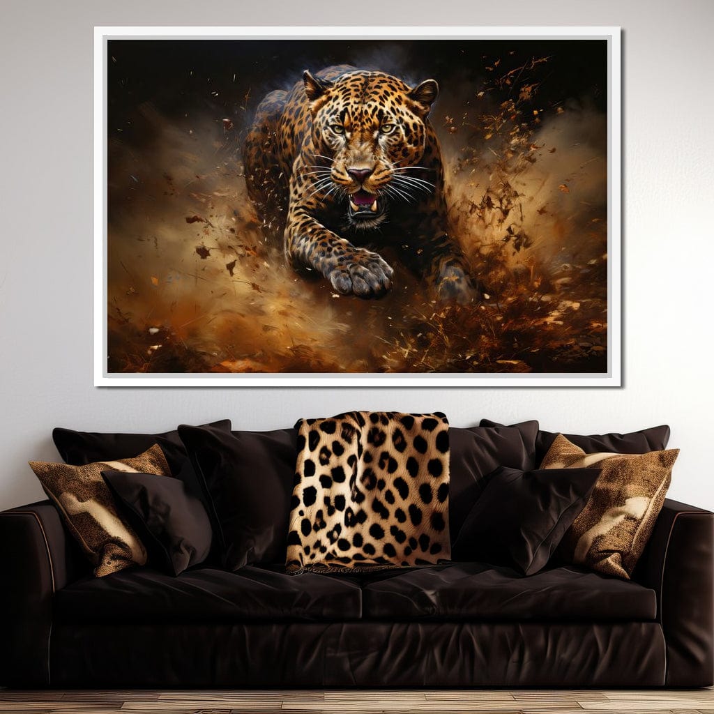 Running Leopard Canvas Wall Art