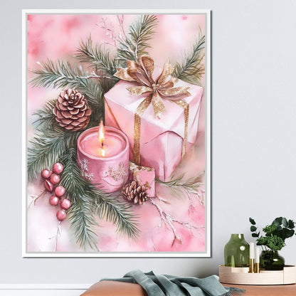 Festive Pine Gift Candle Radiance Canvas Wall Art
