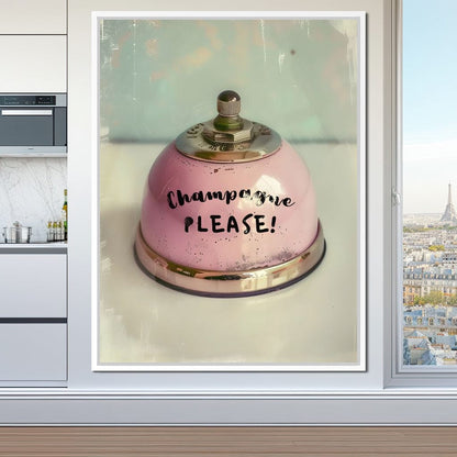 Champagne Please Service Bell Canvas Wall Art
