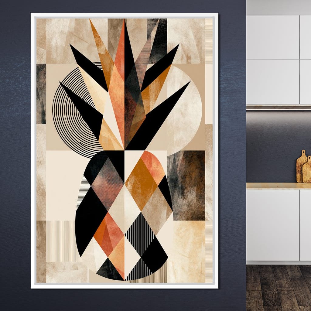 Geometric Still Life of Tropical Pineapple Canvas Wall Art
