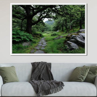 Emerald Forest Stone Pathway Canvas Wall Art