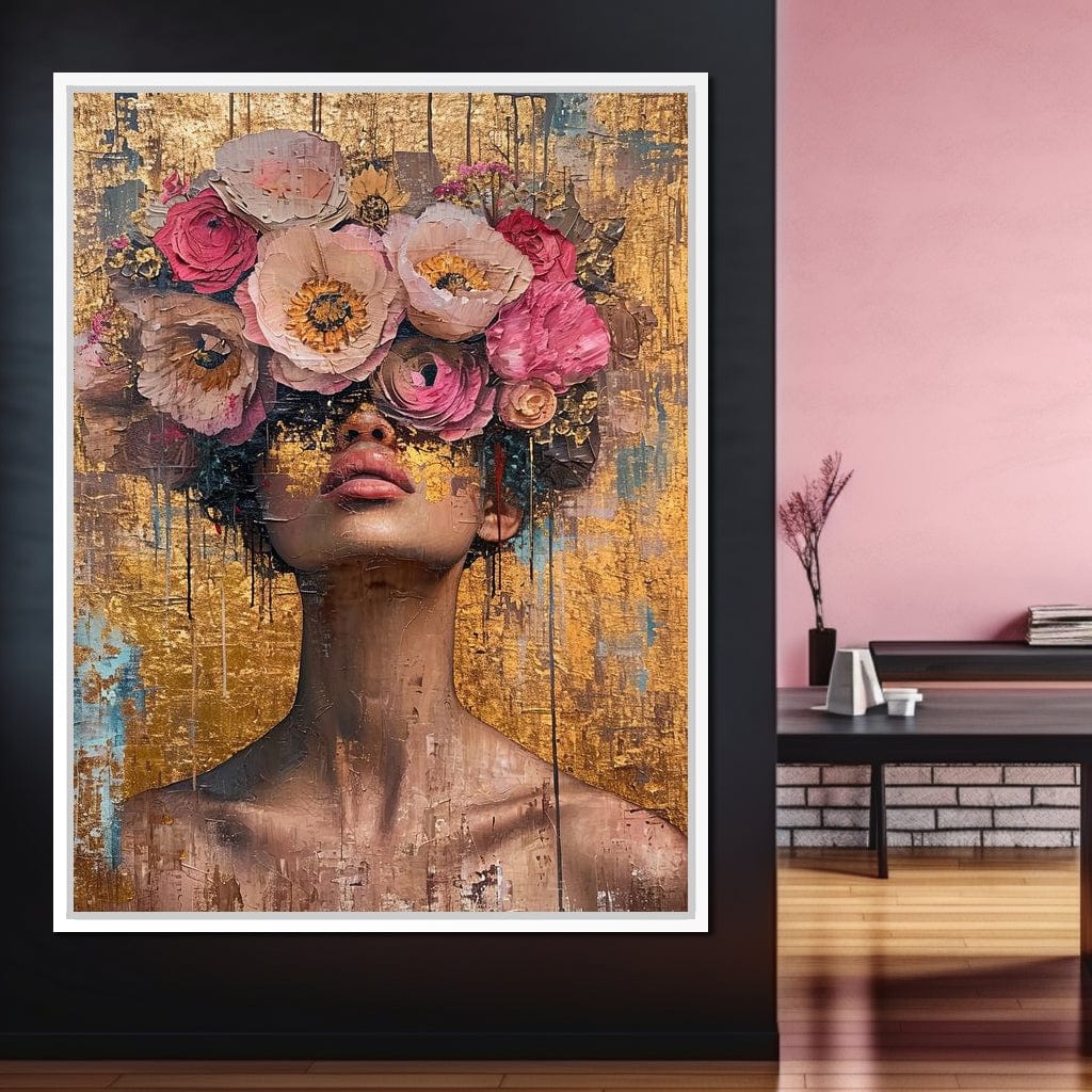 Golden Petals Hair Canvas Wall Art