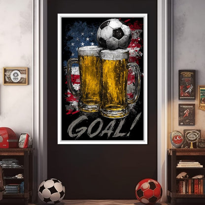 USA Soccer Beer Mugs Goal Canvas Wall Art
