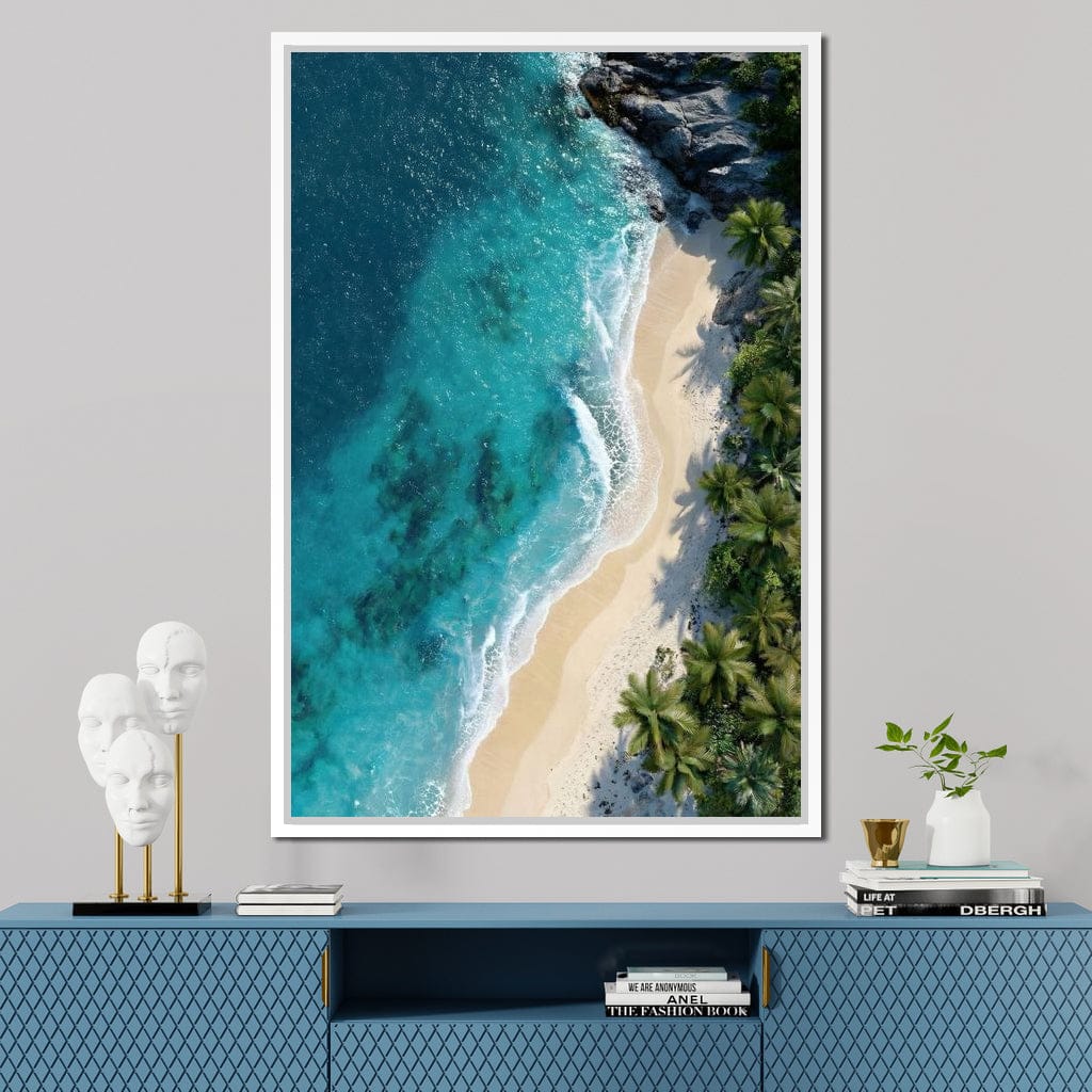 Tropical Cove Aerial Shoreline Canvas Wall Art