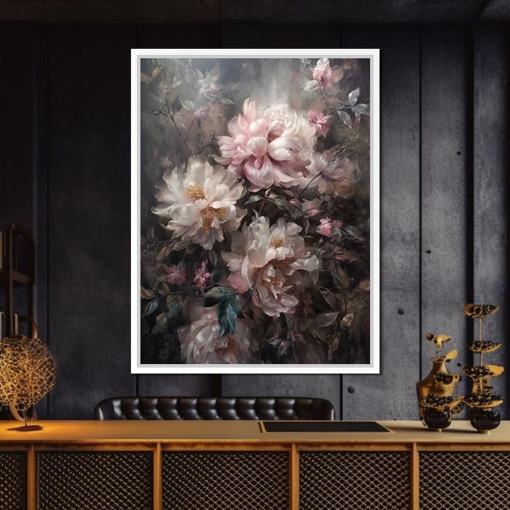 White & Pink Flowers Canvas Wall Art