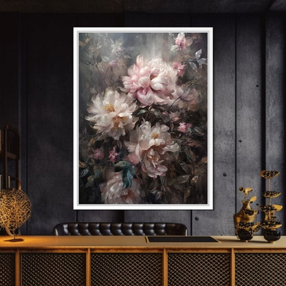 White & Pink Flowers Canvas Wall Art