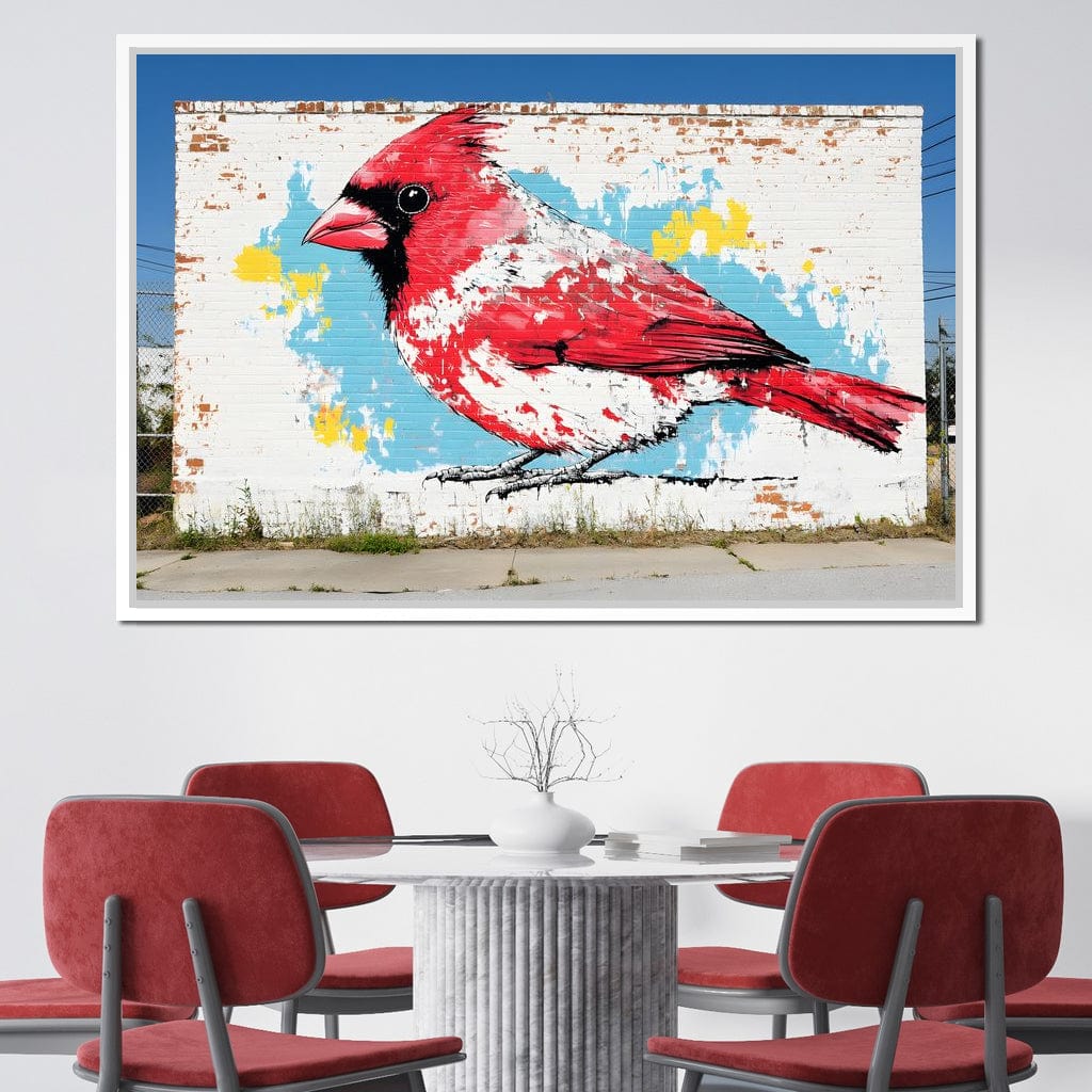 Street Art - Cardinal Mural Canvas Wall Art