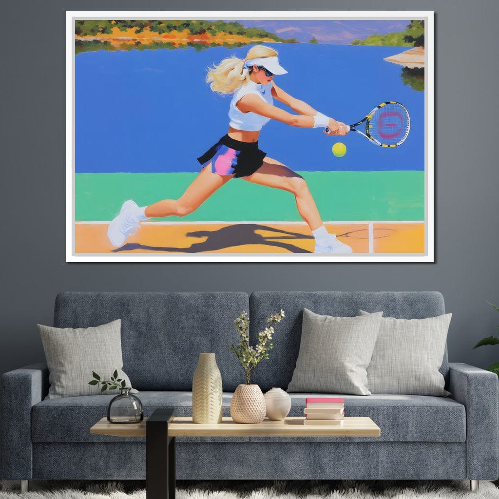 Summer Lakecourt Tennis Rally Canvas Wall Art