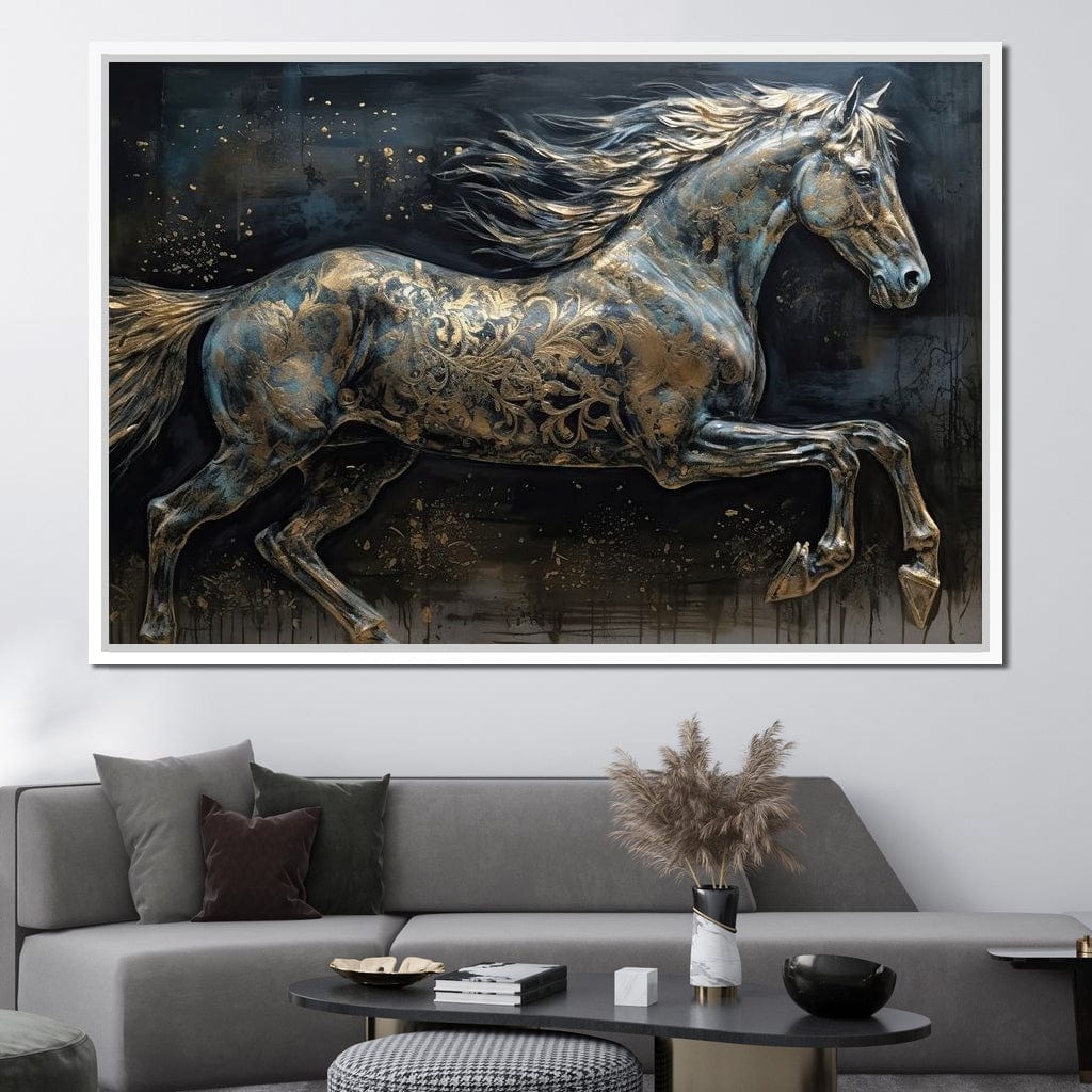 Gilded Grey Horse Canvas Wall Art