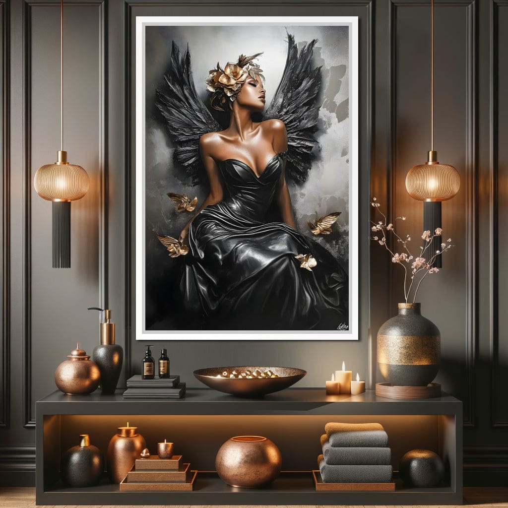Golden Wings of Elegance Canvas Wall Art