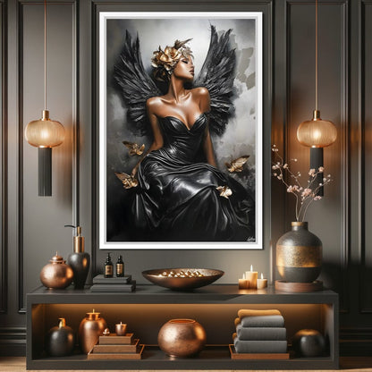Golden Wings of Elegance Canvas Wall Art
