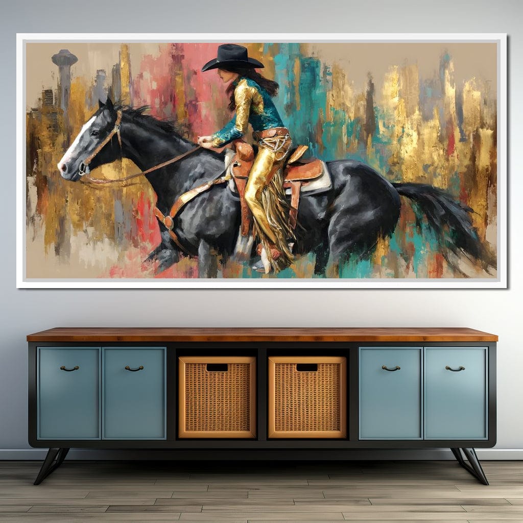 Galloping Western Gold Spirit Canvas Wall Art