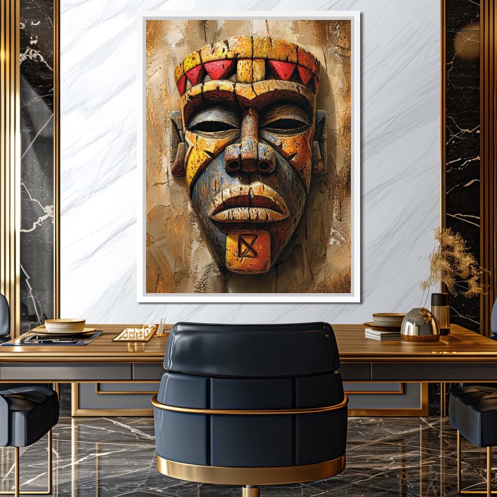 Ancient Tribal Mask Vibrance Canvas Wall Art