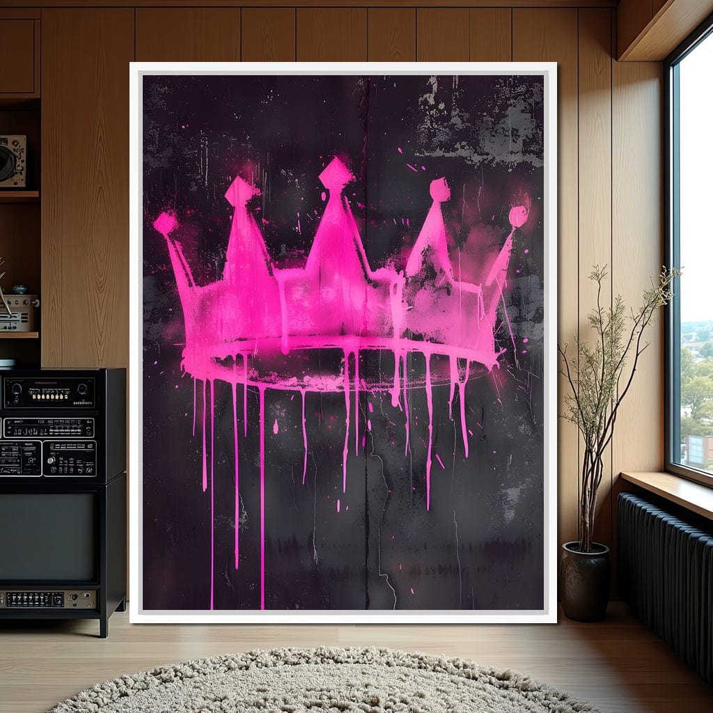 Pink Crown Graffiti Canvas Wall Art
