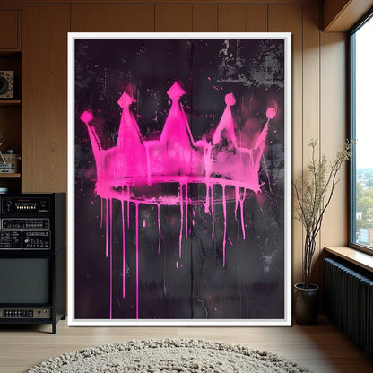 Pink Crown Graffiti Canvas Wall Art