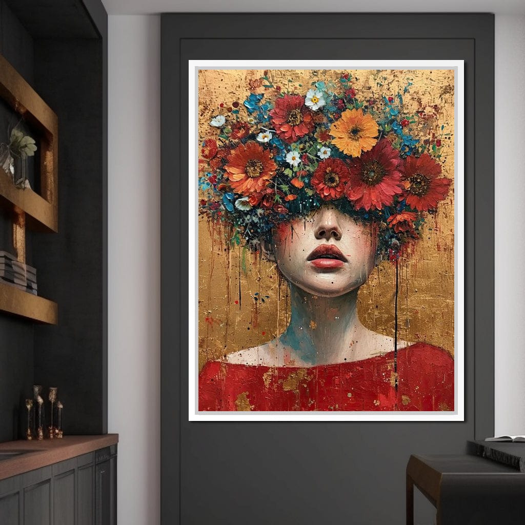 Bloomed Silence in Gold Canvas Wall Art