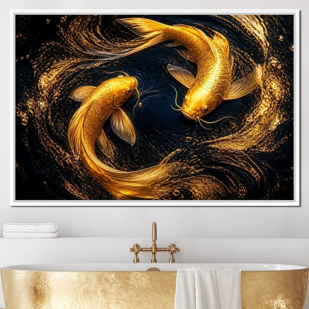 Koi Gold Current Canvas Wall Art