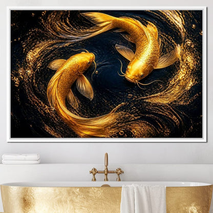 Koi Gold Current Canvas Wall Art