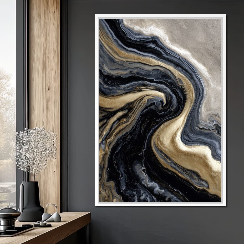 Liquid Gold Onyx Swirl Flow Canvas Wall Art