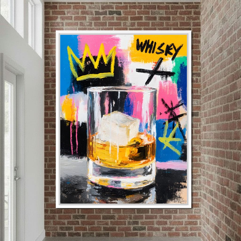 Whiskey Crown Pop Graffiti Scene Canvas Wall Art