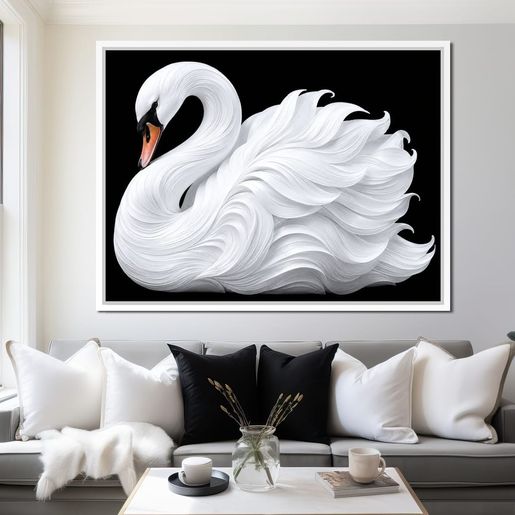 The Alabaster Swan Unfurled Canvas Wall Art