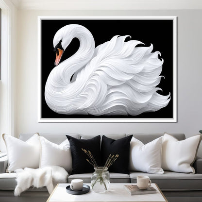 The Alabaster Swan Unfurled Canvas Wall Art